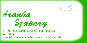 aranka szapary business card